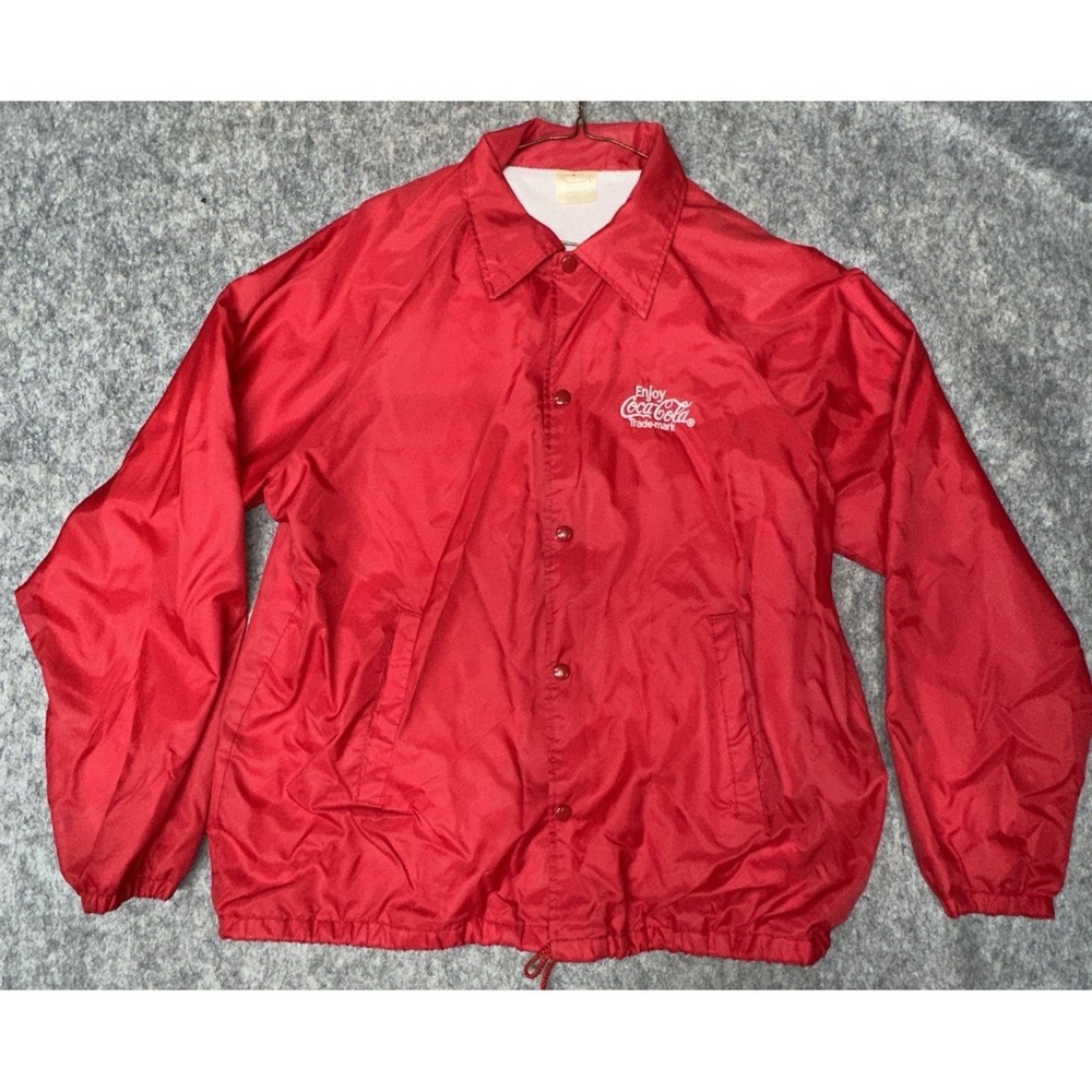 Vintage Coca Cola Jacket‎ 1980s Auburn Sportswear Medium Nylon Red (005-14)